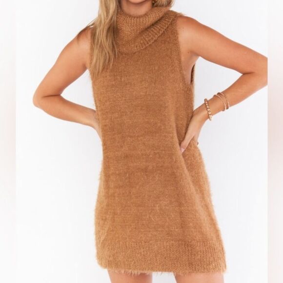 Show Me Your MuMu Sweater Dress Womens Small Brown Mini Cowl Neck Wool Blend - Picture 9 of 13